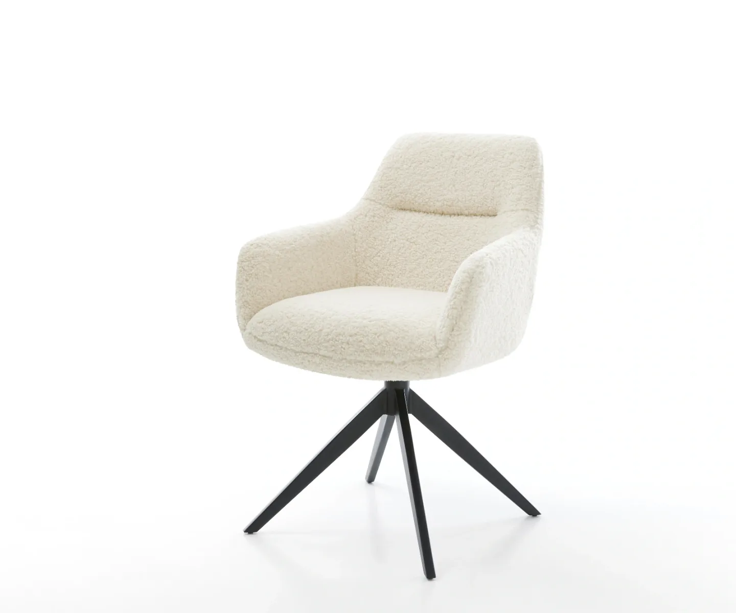 Drehstuhl Pejo-Flex Teddystoff Beige Kreuzgestell breit Schwarz 360° drehbar Wippfunktion Taschenfederkern