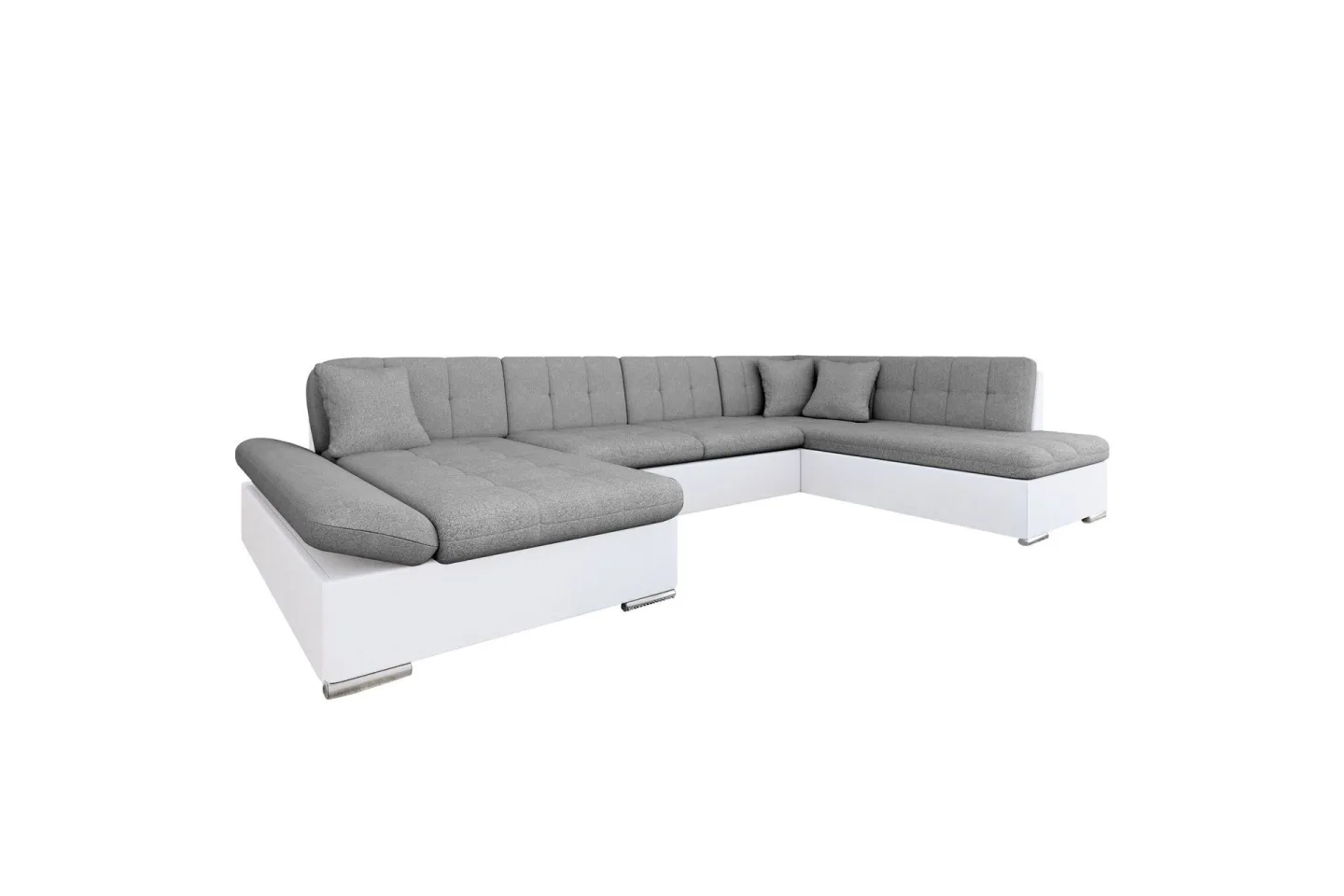 Zumar Bäddsoffa med Divan och Schäslong 4-sits i Konstläder - Vit/Grå