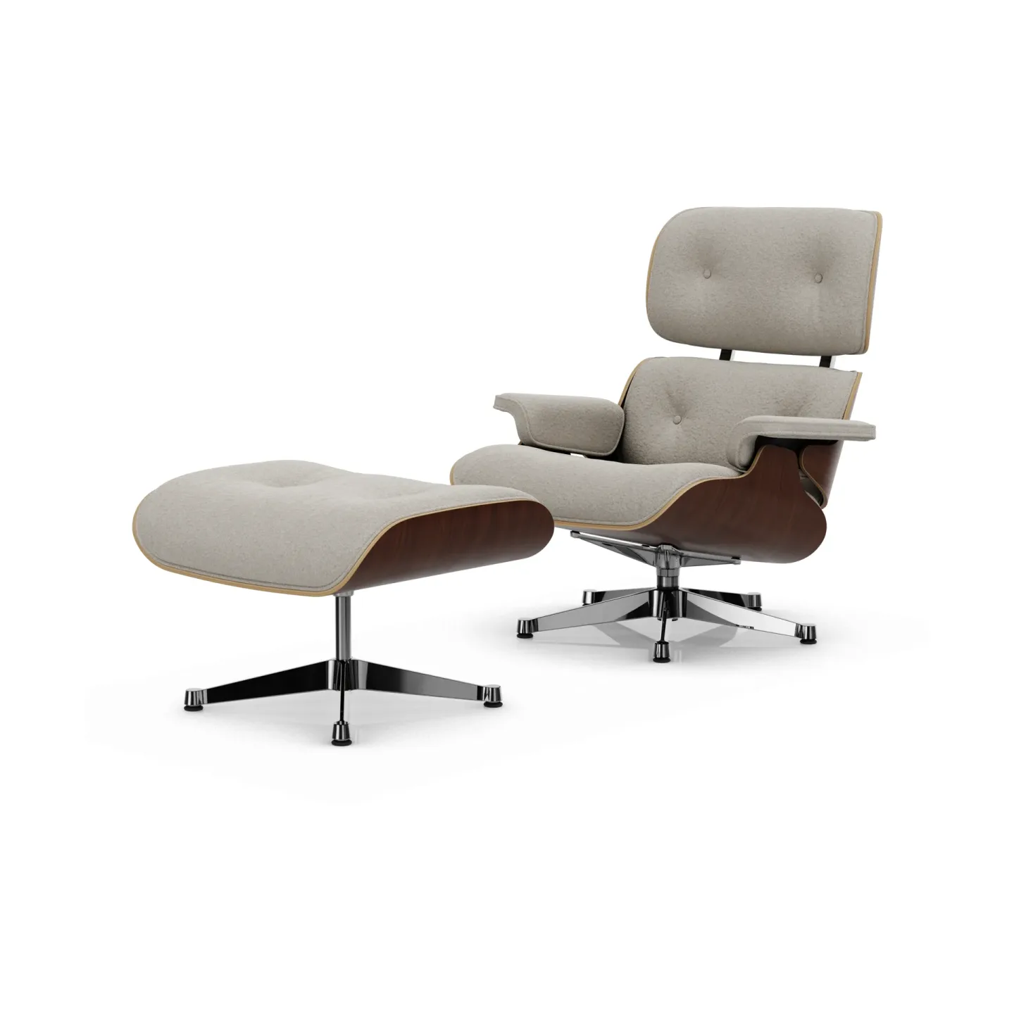 Vitra Eames Lounge Chair & Ottoman new dimensions 01 Ivory-pearl-32 walnut dark-pol. steel