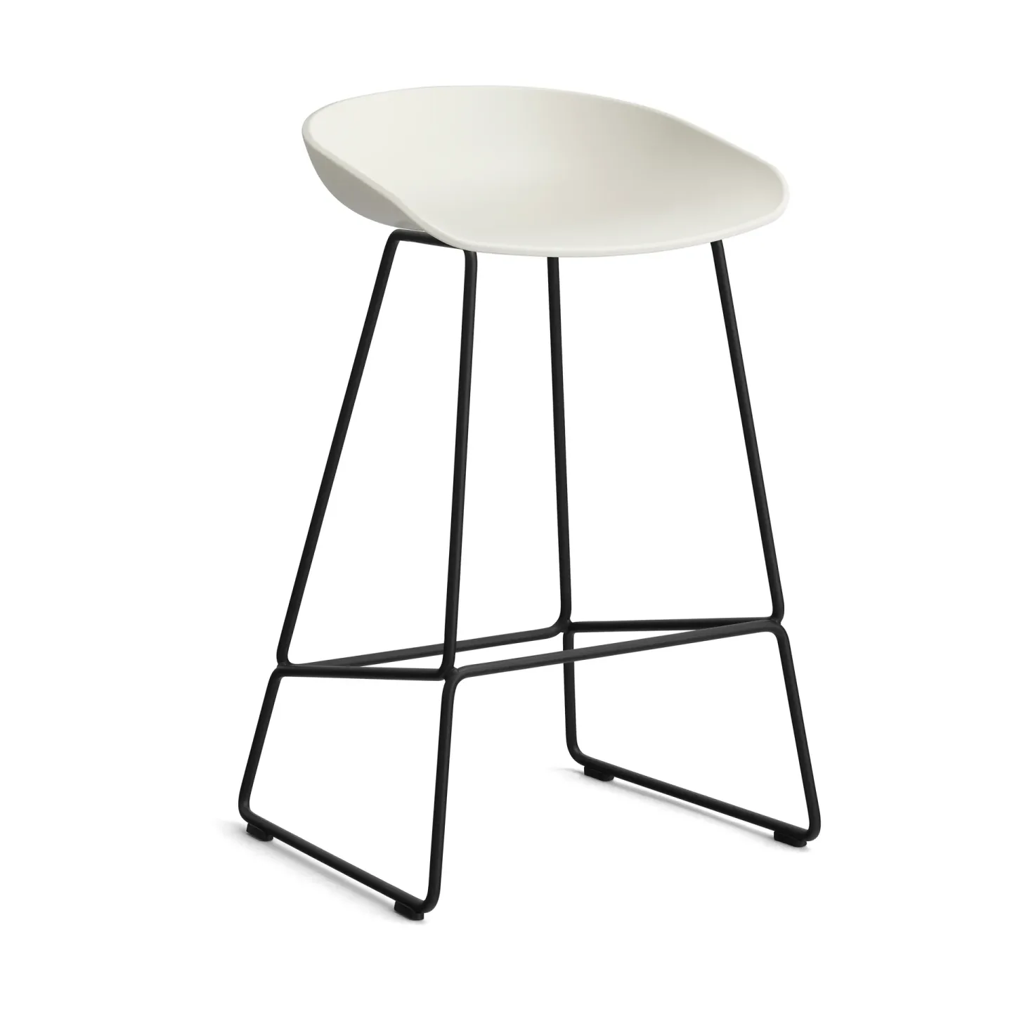 HAY About a Stool 38 Low Barhocker 2.0 Melange cream-schwarzes Stahlgestell