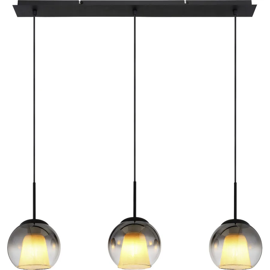 Pendellampe Bryon Schwarz Glas/Metall 18 cm 120 cm - Material: Metall/Glas