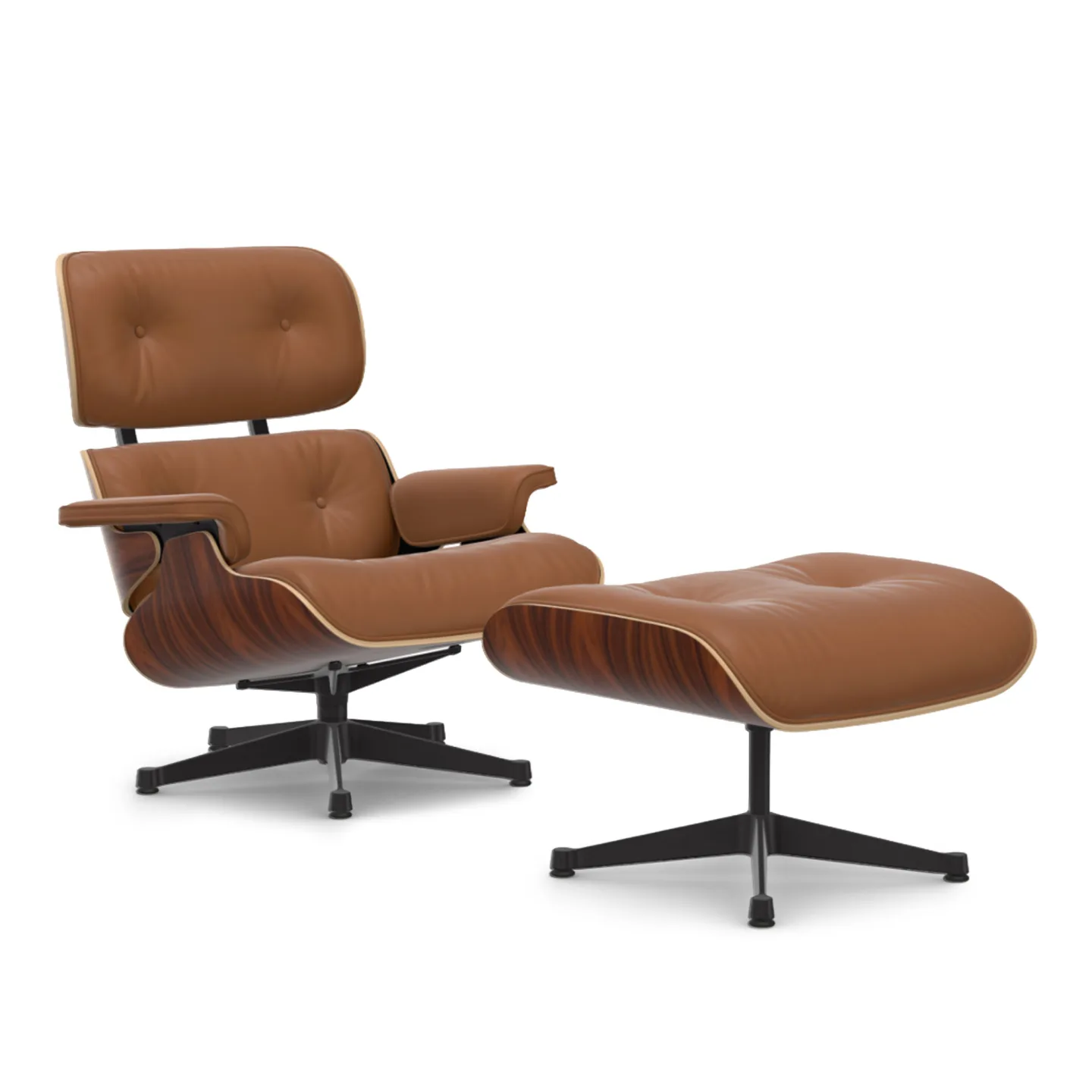 Vitra - Eames Lounge Set Santos Palisander Leather Premium Cognac 97 Deep Black - Fåtöljer - Charles & Ray Eames - Brun