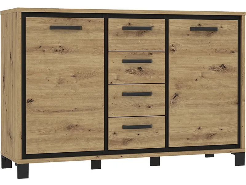 Kommode TRONDHEIM 2 Türen 4 Schubladen 41.5x138.4x91.2cm artisan eiche eiche
