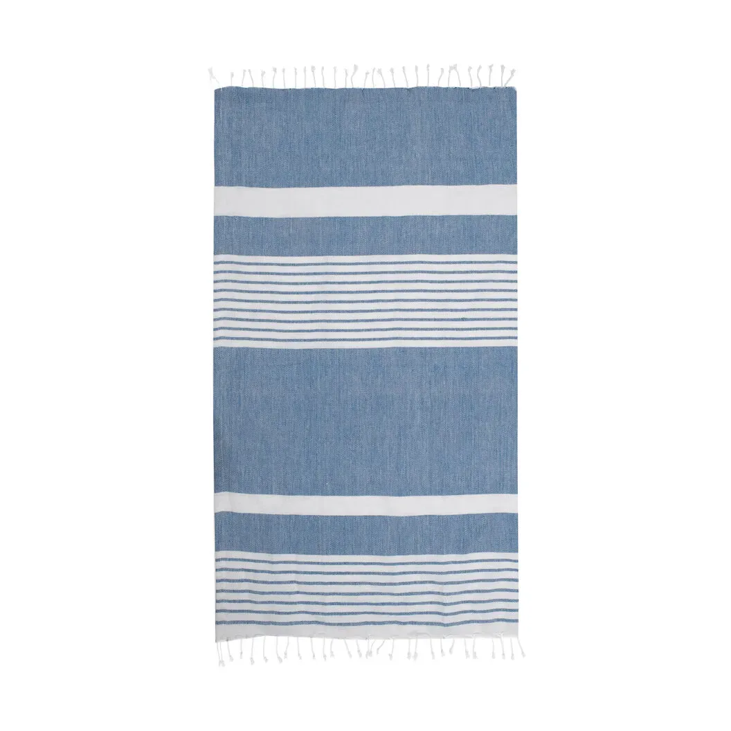 Sagaform Ella hamam gestreiftes Badetuch 145x250 cm Blau