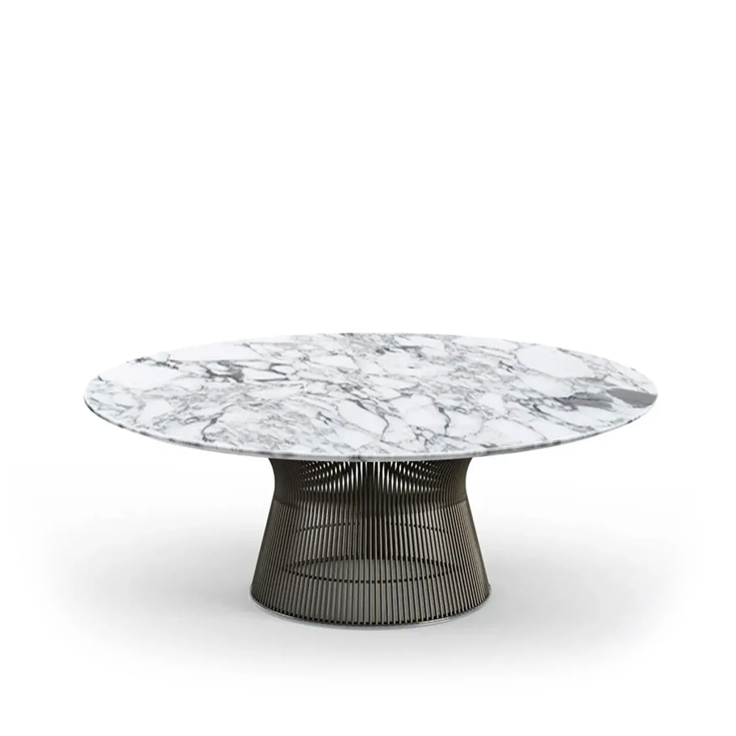 Knoll - Platner soffbord underrede i Brons metallic, Ø 107 cm, skiva i vit Arabescato marmor - Soffbord - Warren Platner