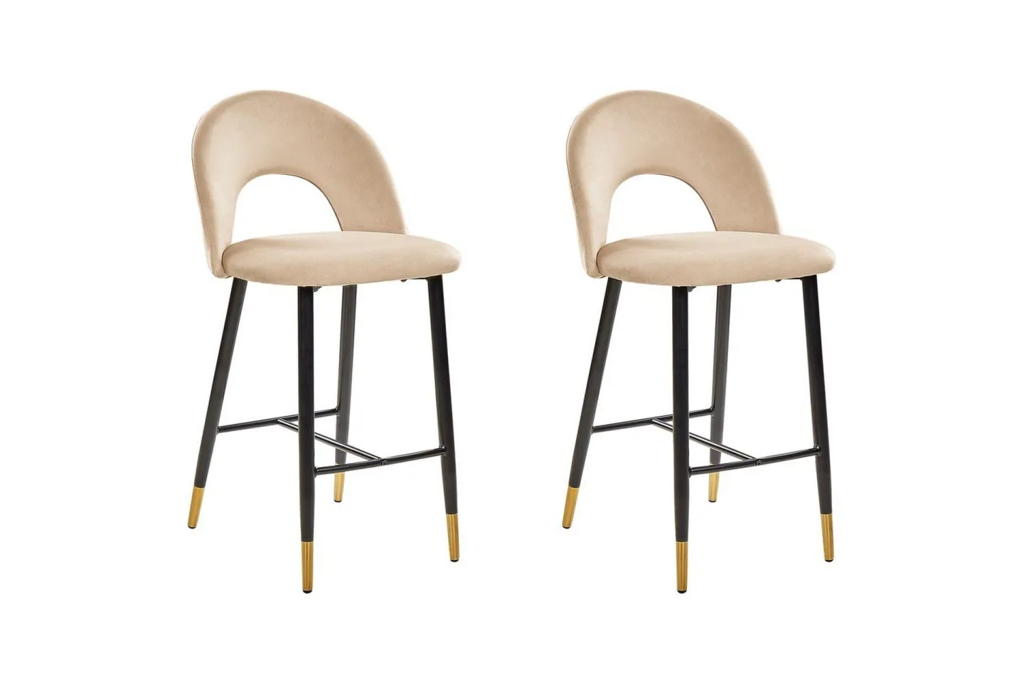 Barstol Falton set om 2 Beige-Svart-Guld - Beige-Svart-Guld