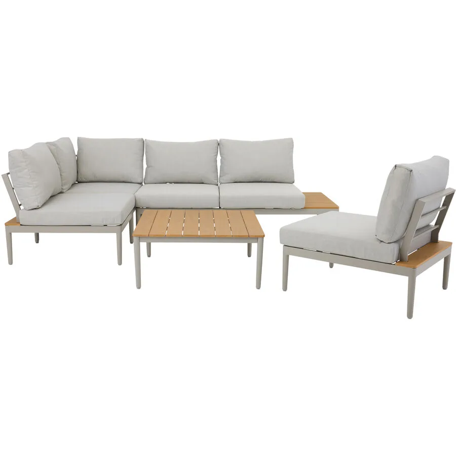 Gartenlounge Florida hellgrau Aluminium B 246.5 cm T 148.5 cm