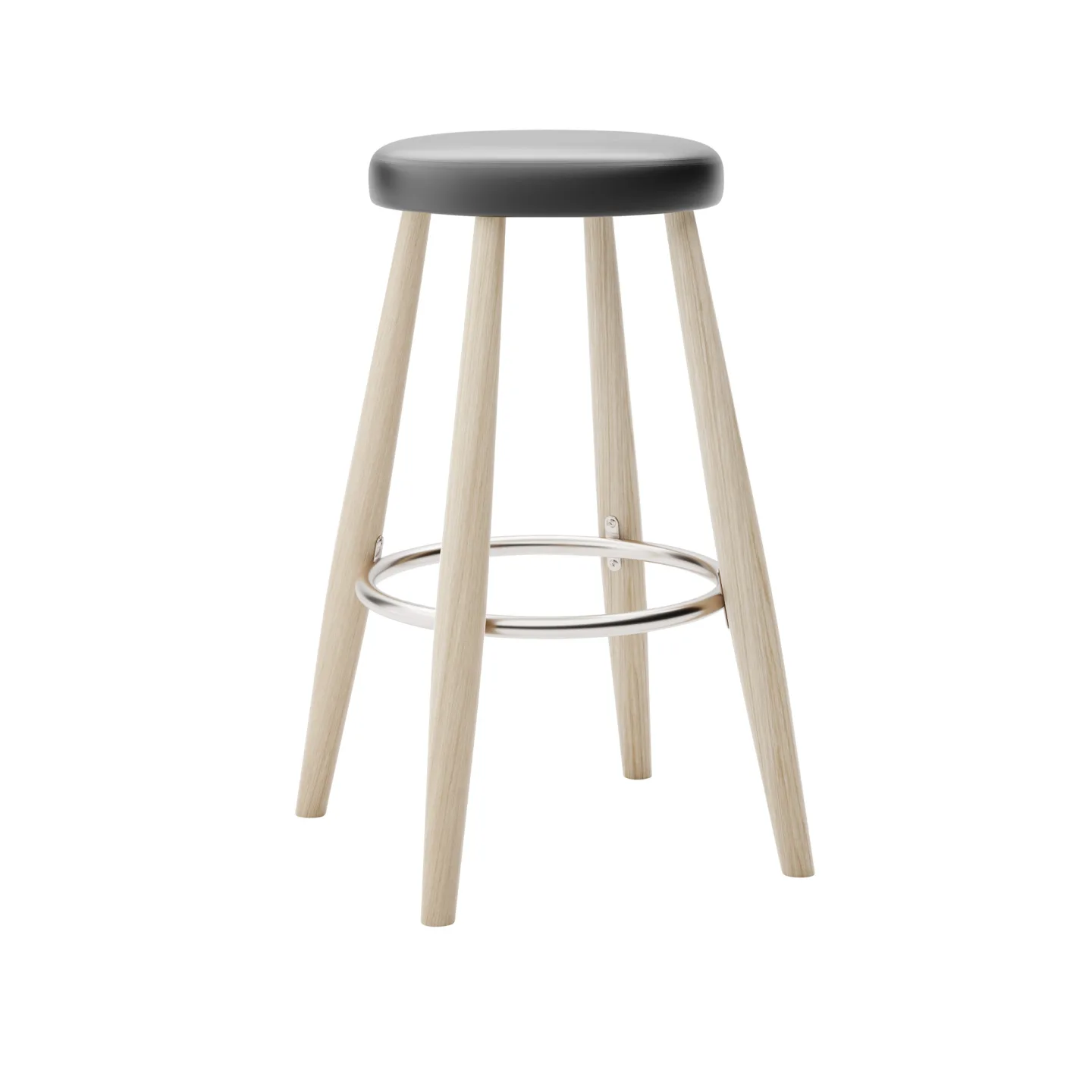Carl Hansen - CH58 Low Stool, Tvålad Ek, Lädergrupp B Thor - 301 - Barstolar - Hans J. Wegner - Träfärgad - Läder/Metall/Trä