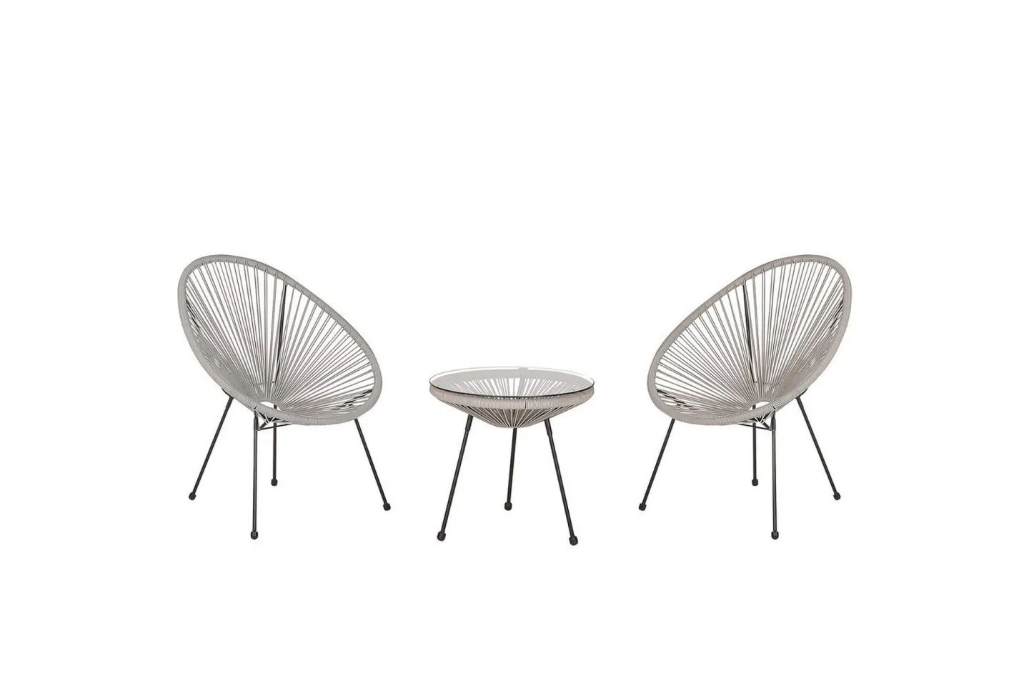 Cafeset Acapulco II Ljusgrå/svart - Ljusgrå/svart