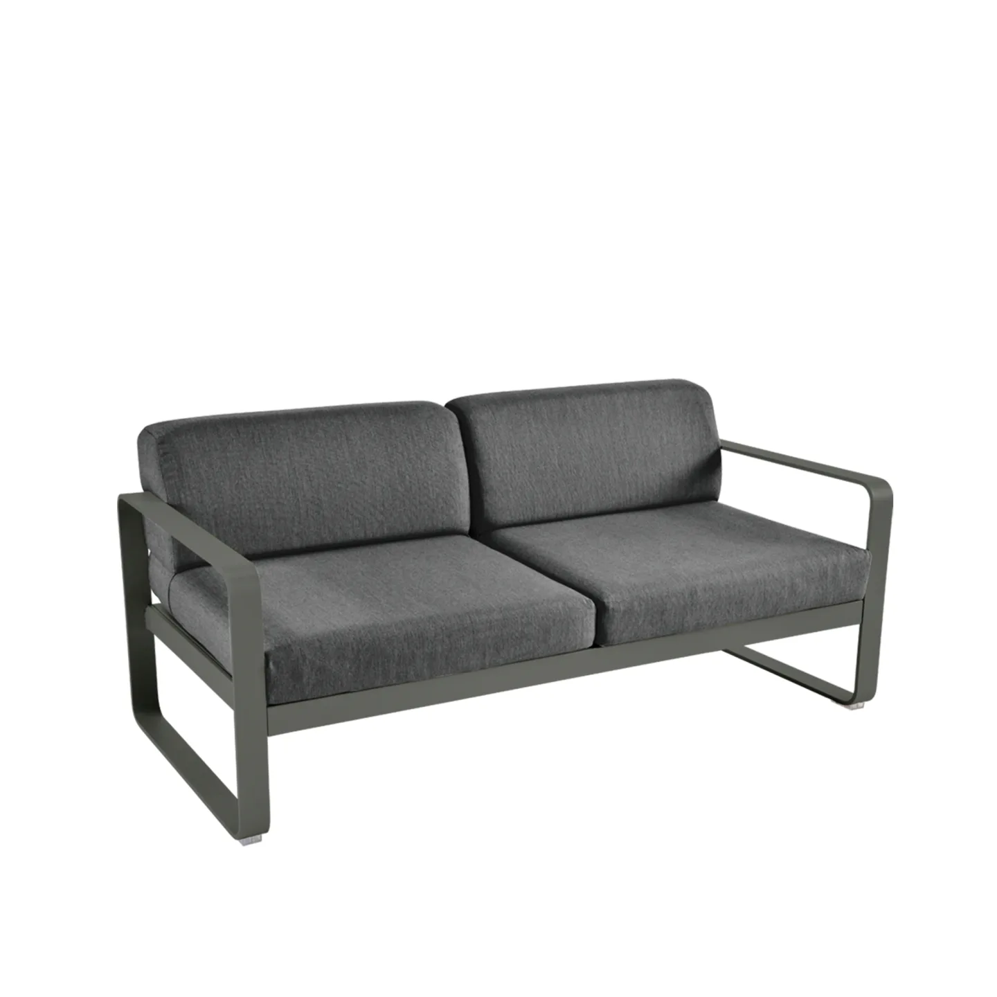 Fermob - Bellevie 2 Seater Sofa Graphite Grey Cushions, Rosemary - Soffor utomhus - Pagnon & Pelhaître