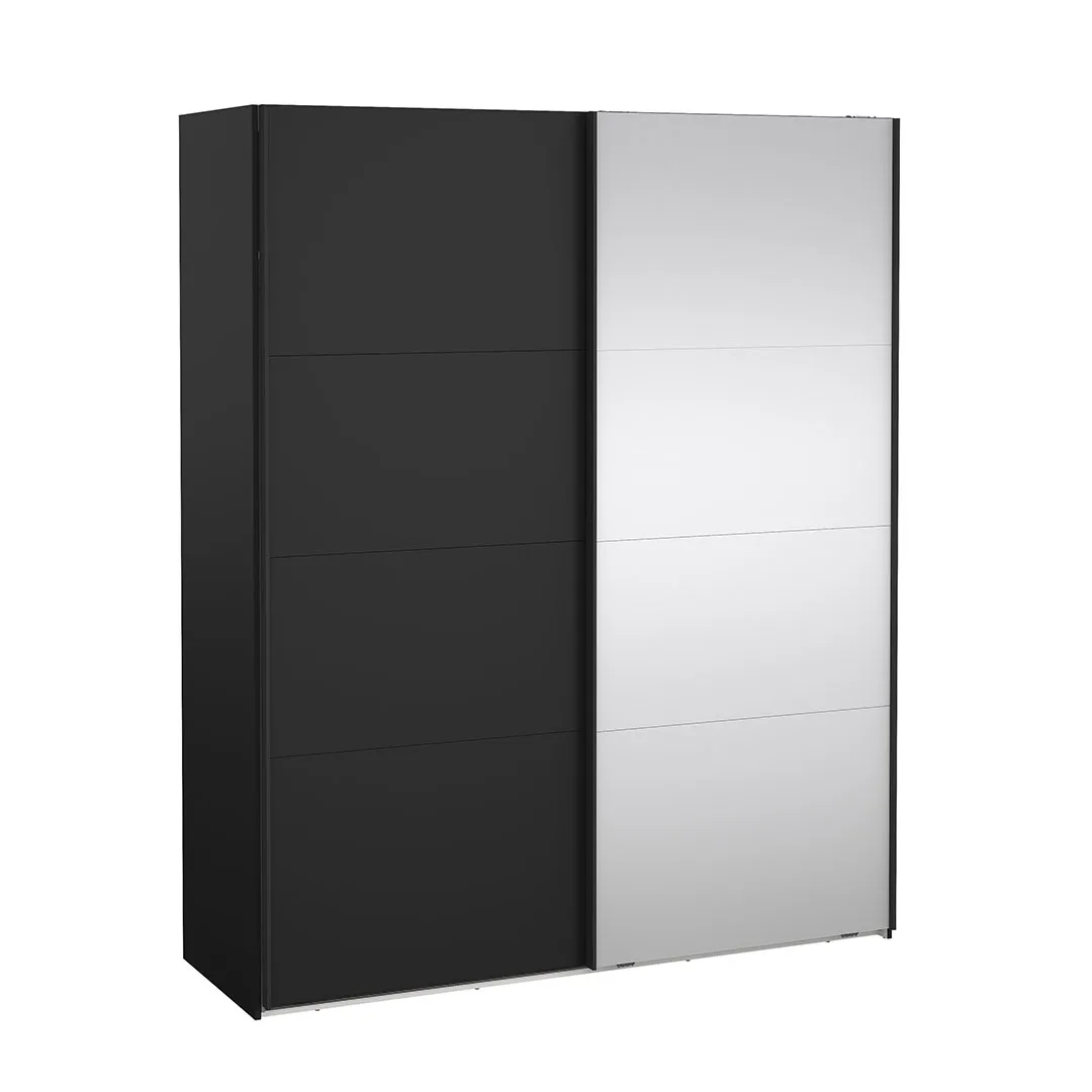 Catania Schiebetürenschrank 2 Türen 180x220cm matt schwarz.