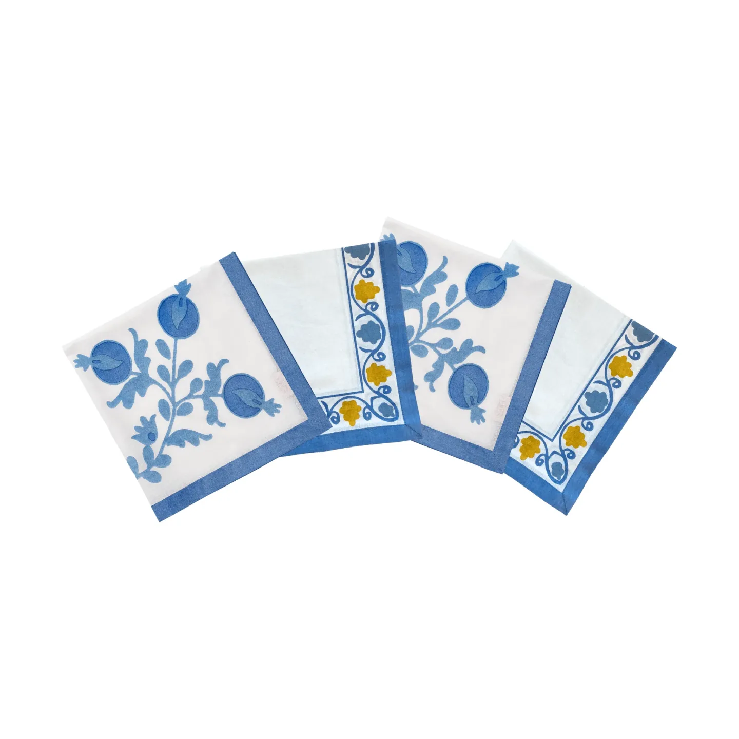 Pick a Poppy Suzani Baumwollserviette Blau, 4-teilig, 45x45 cm