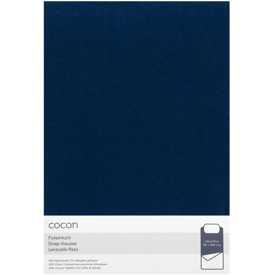Fixleintuch COCON Marineblau Baumwolle 90 x 200 cm - Material: Jersey