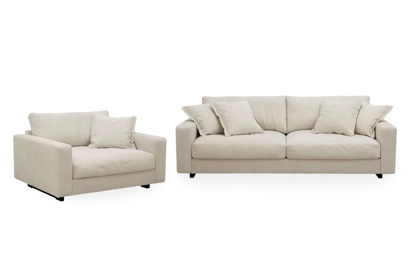 Valencia Soffgrupp Extra Djup 3-sits Soffa + Fåtölj i Chenille - Beige