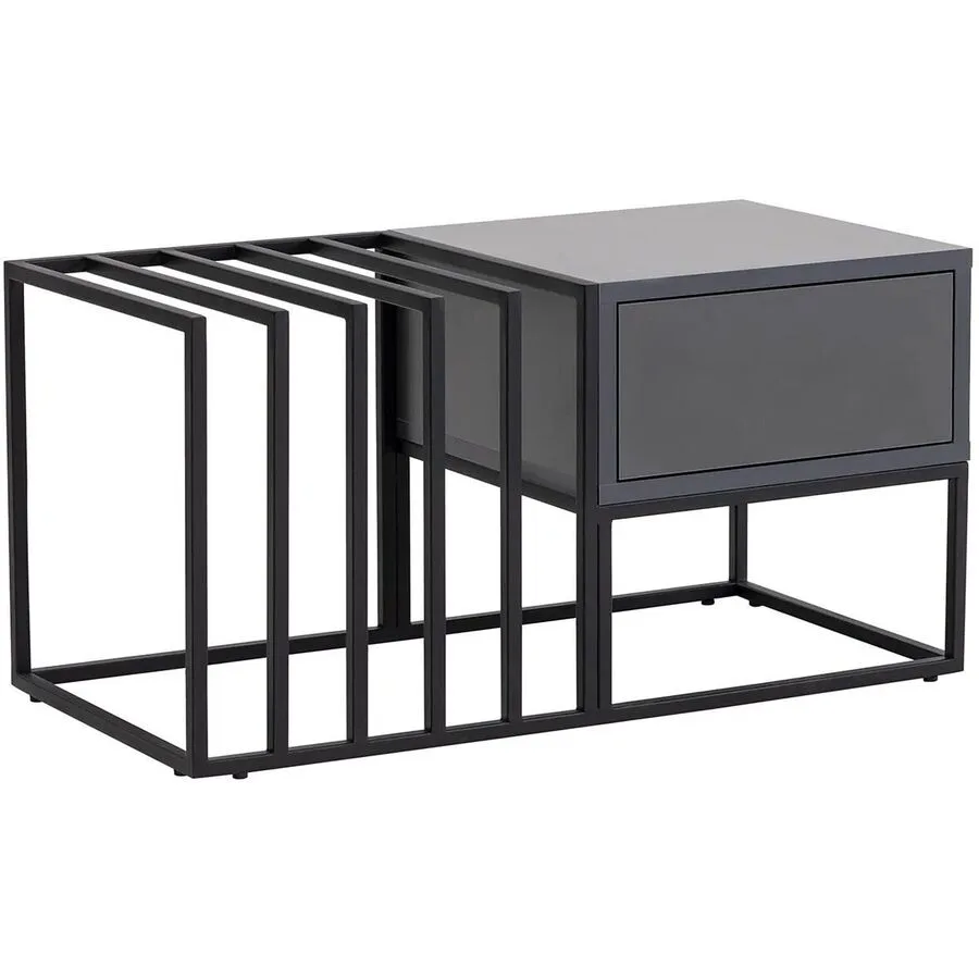 Salontisch Yasam schwarz, grau Melaminbeschichtete Spanplatte B 90 T 90 cm