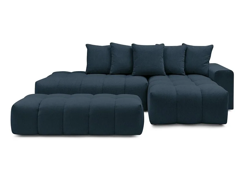 Ecksofa mit Hocker BOBOCHIC MONT-BLANC Stoff chiniert dunkelblau