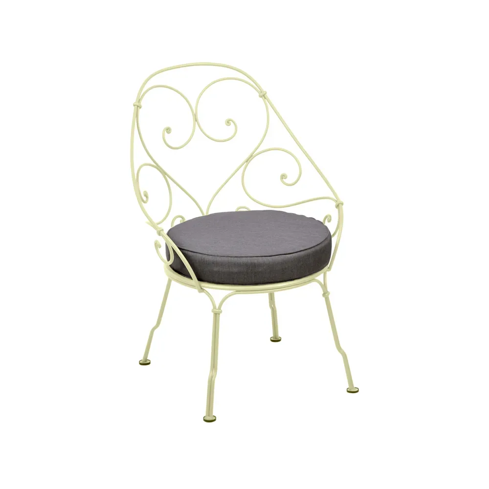 Fermob 1900 Cabriolet karmstol Frosted lemon (gul), graphite grey dyna