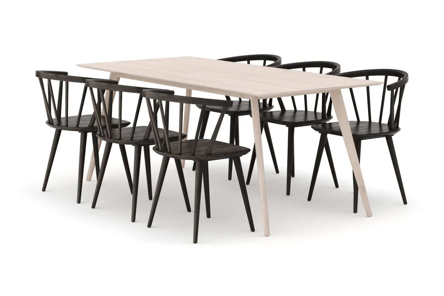 Tyrö Matgrupp med 6 st Tyrö Karmstolar - Whitewash/Smoked Oak
