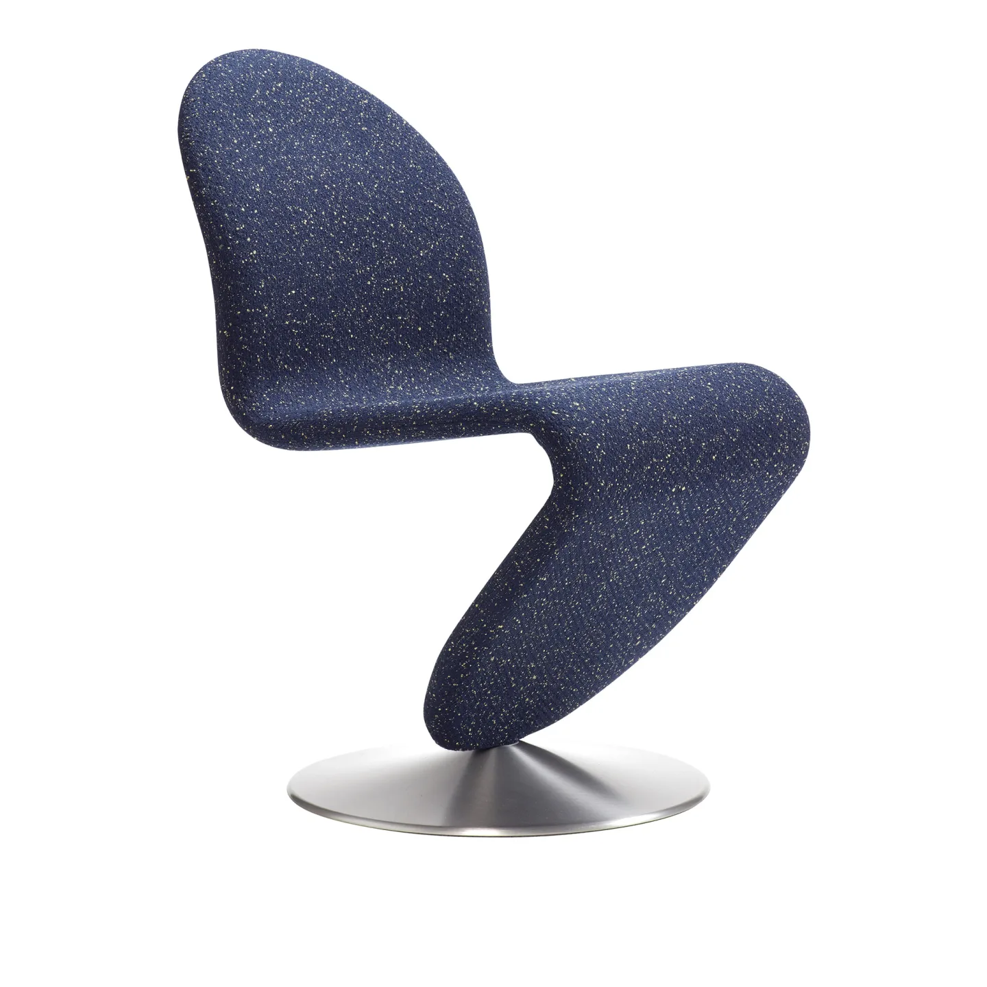 Verpan - System 1-2-3 Dining Chair Standard Steelcut Trio, Col. 0195, Round Base, Brushed Aluminium - Matstolar - Verner Panton - Svart - Metall/Textilmaterial/Skum
