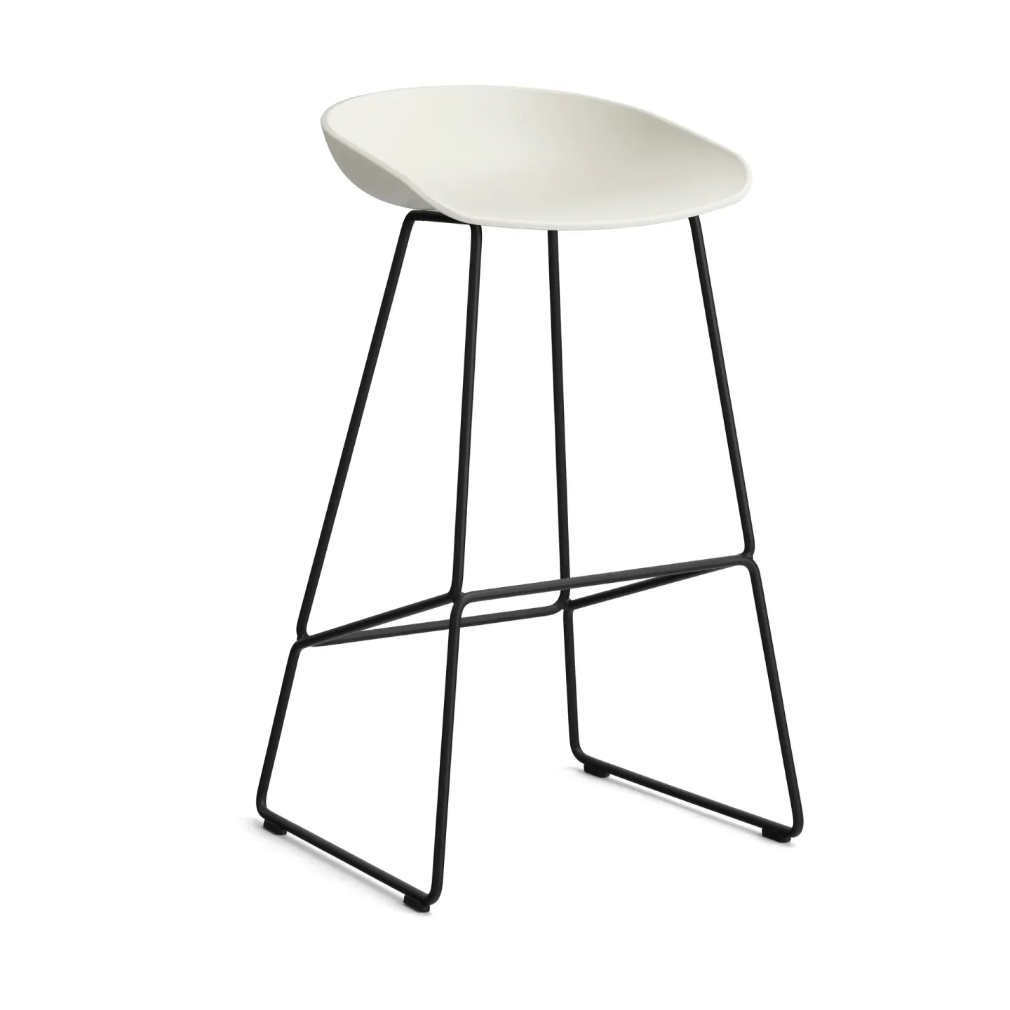 HAY About a Stool 38 High Barhocker 2.0 Melange cream-schwarzes Stahlgestell