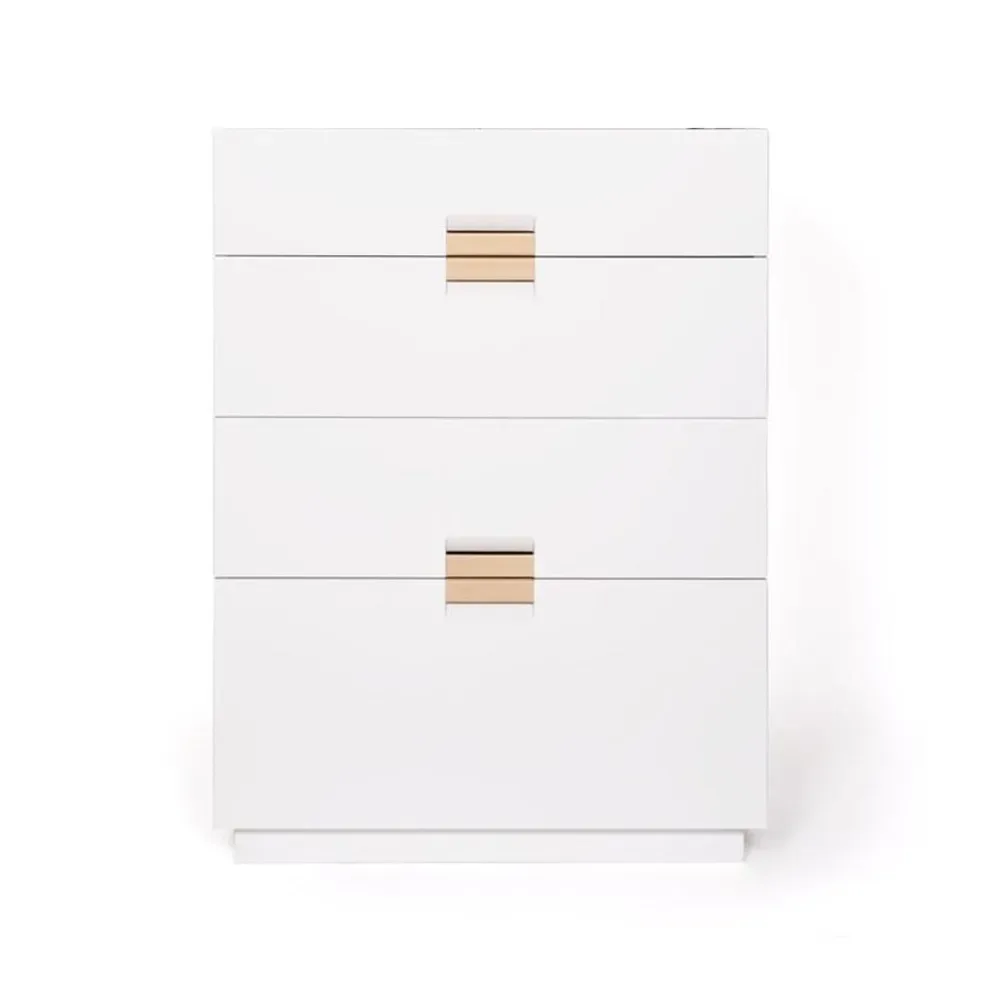 Asplund Frame high byrå white, läder natural
