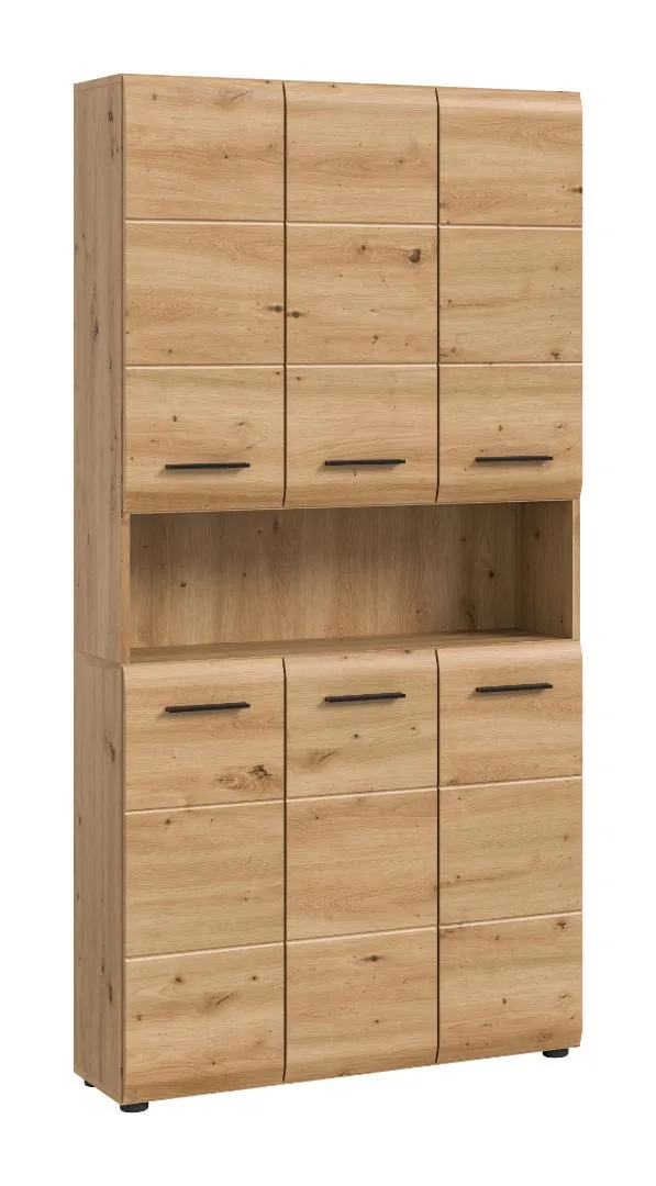 Ice Badschrank 6 Türen, 1 Regal Eiche Dekor.