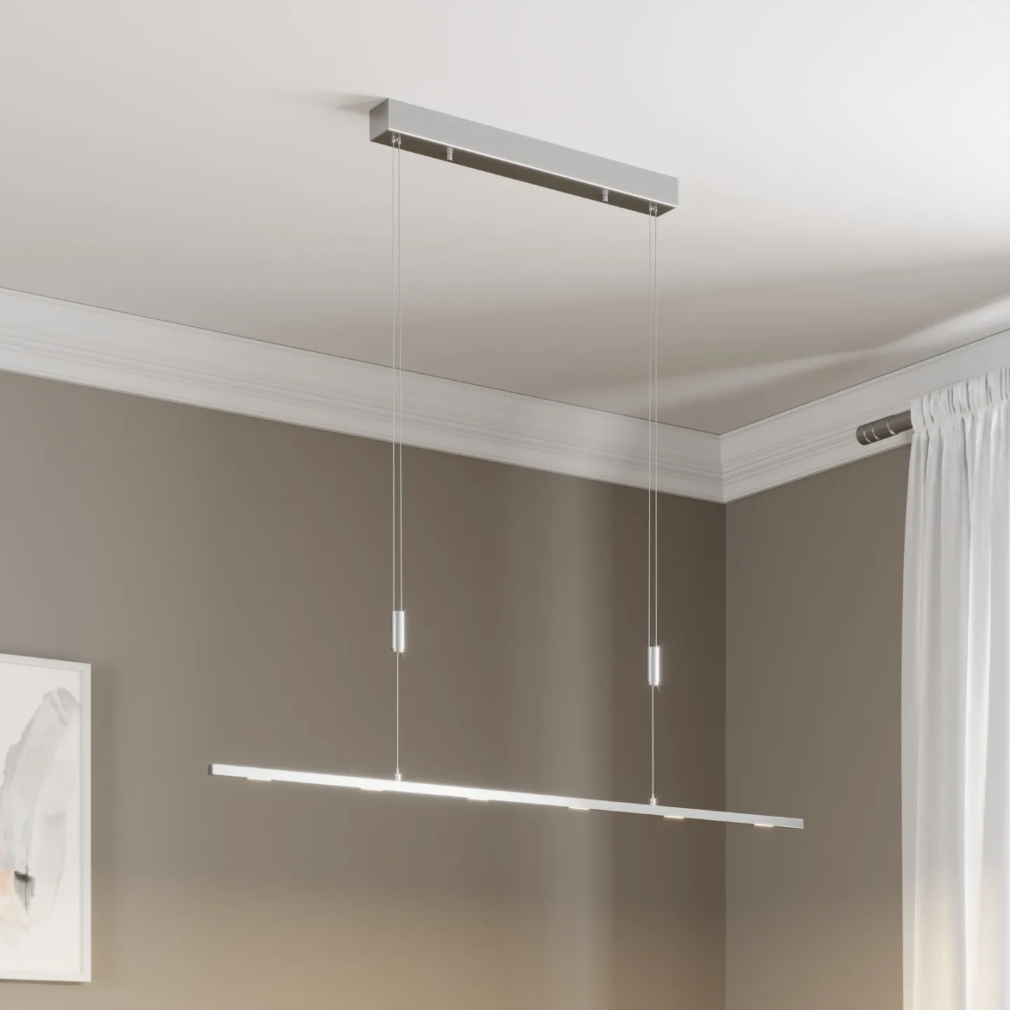 Arnik Pendelleuchte L120 Nickel - Lucande - Wohnzimmer - Modern - Metall - Einflammig