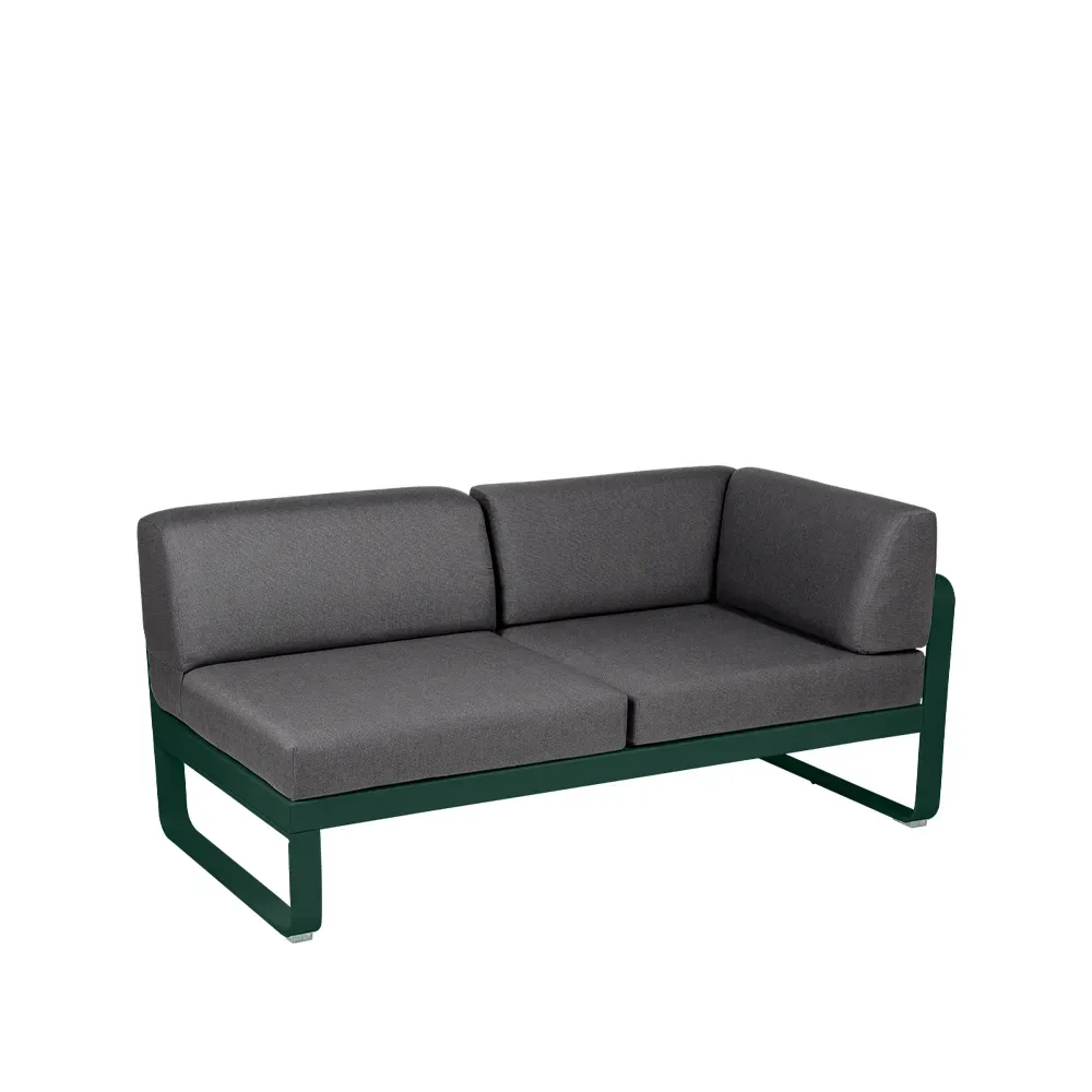 Fermob Bellevie Corner modulsoffa 2-sits Cedar green (grön), graphite grey dyna, höger