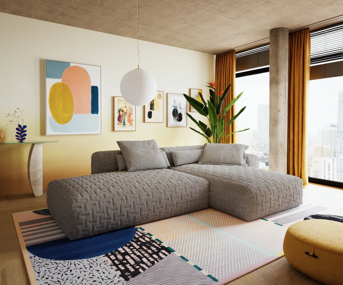 Ecksofa Freestyle Icon 310x200 cm Strukturstoff Soft Grau