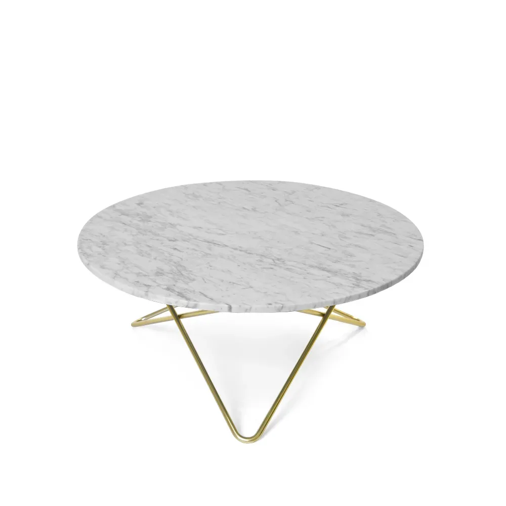 OX Denmarq O Table soffbord marmor vit, mässingsstativ
