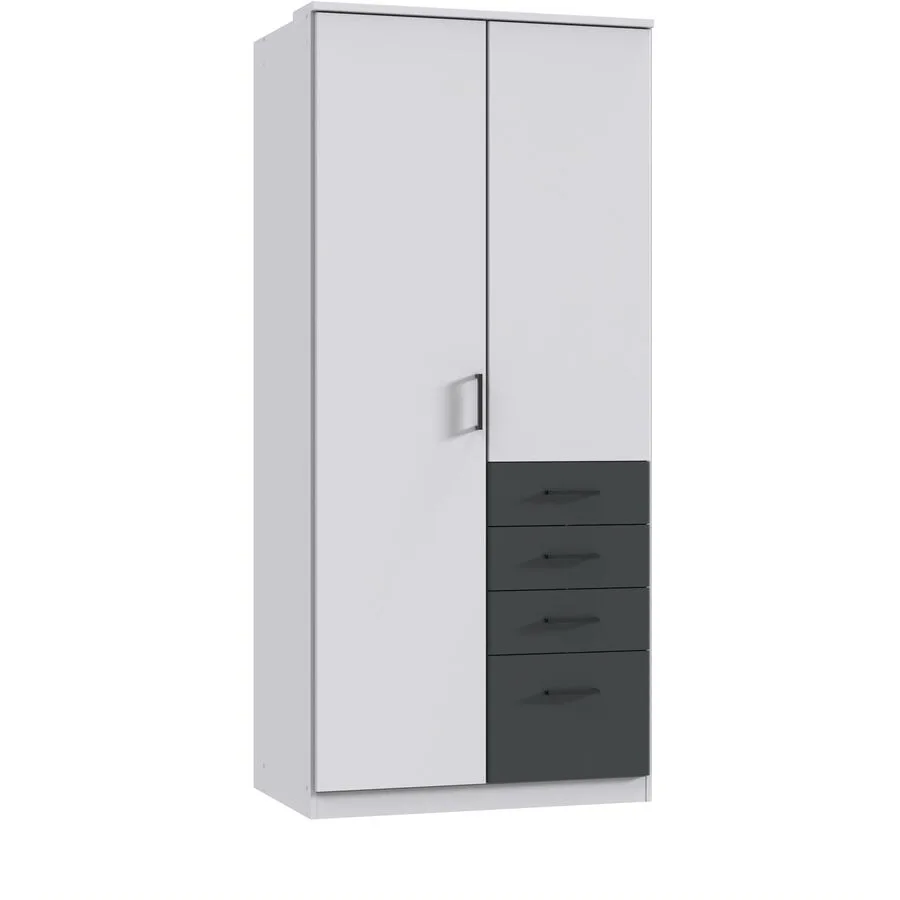 Kleiderschrank Coty Weiss/graphit Holzwerkstoff B 90 cm