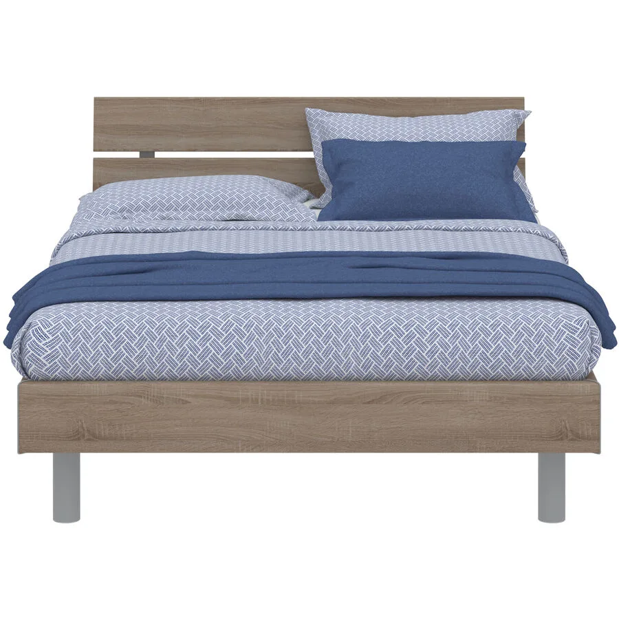 Modular Bett Livorno Natur, Grau MDF, Kunststoff 140 x 200 cm