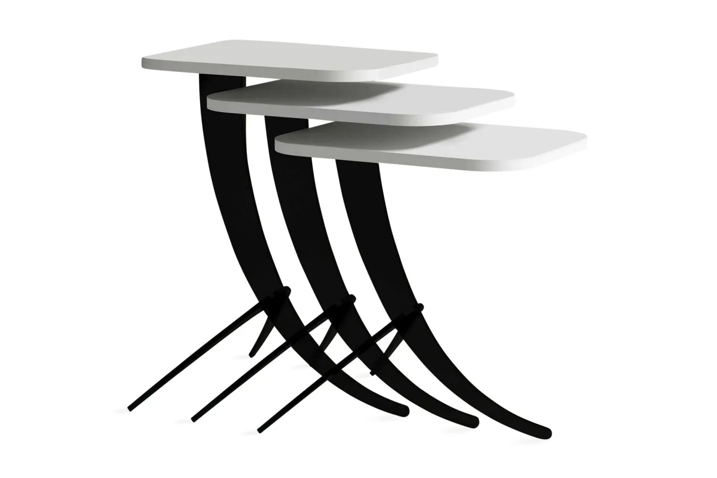 Hovdane Satsbord 45 cm 3 Bord - Vit/Svart