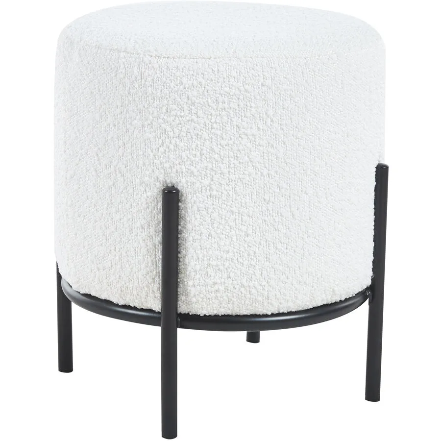 Hocker Sarina Weiss, Schwarz Stoff, Metall B 35 H 38 cm