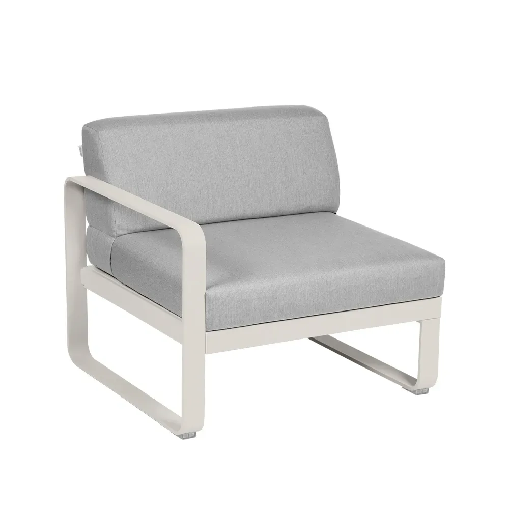 Fermob Bellevie Left modulsoffa Clay grey (grå), flannel grey dyna, 1-sits