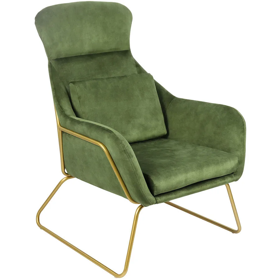 Sessel Amelia Grün, Gold Samt, Metall B 73 T 80 H 102 cm