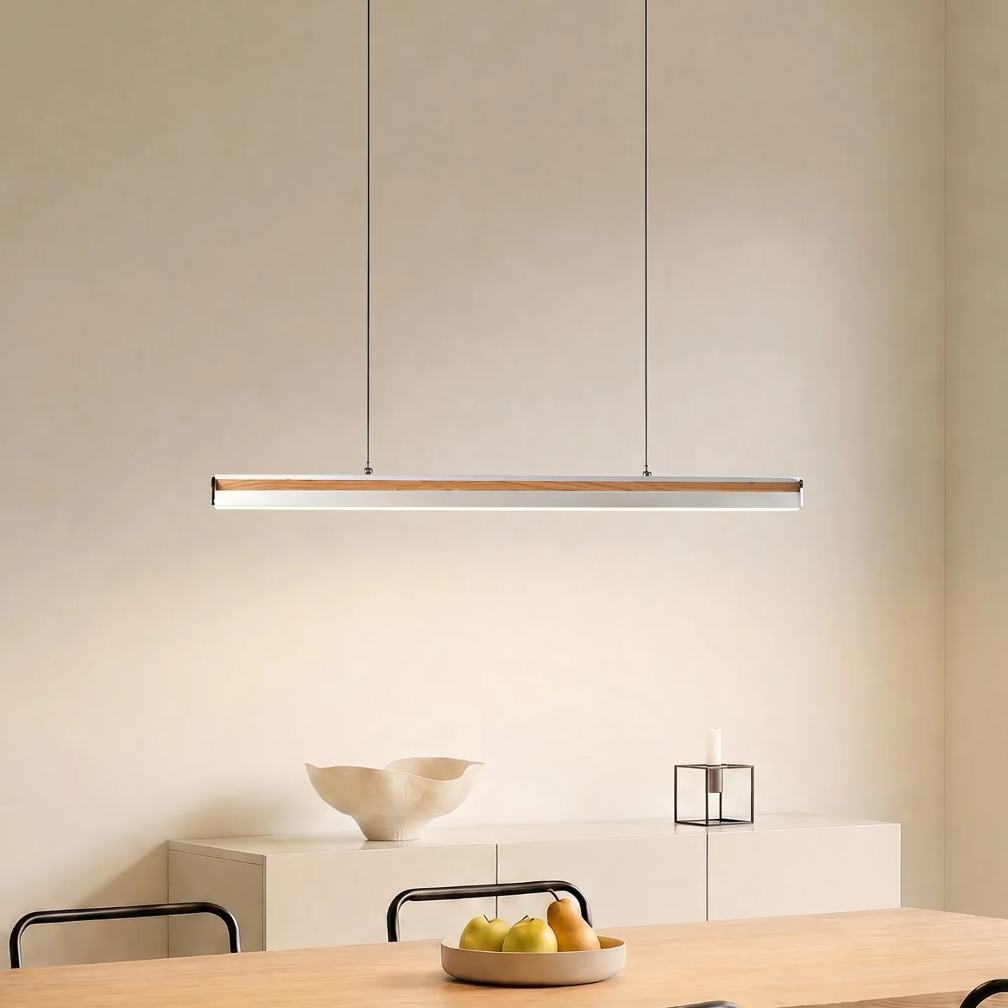 Lutana LED-hänglampa 101 cm roséguld/trä - Lucande - Matsal - Modern - Metall - Med en ljuskälla