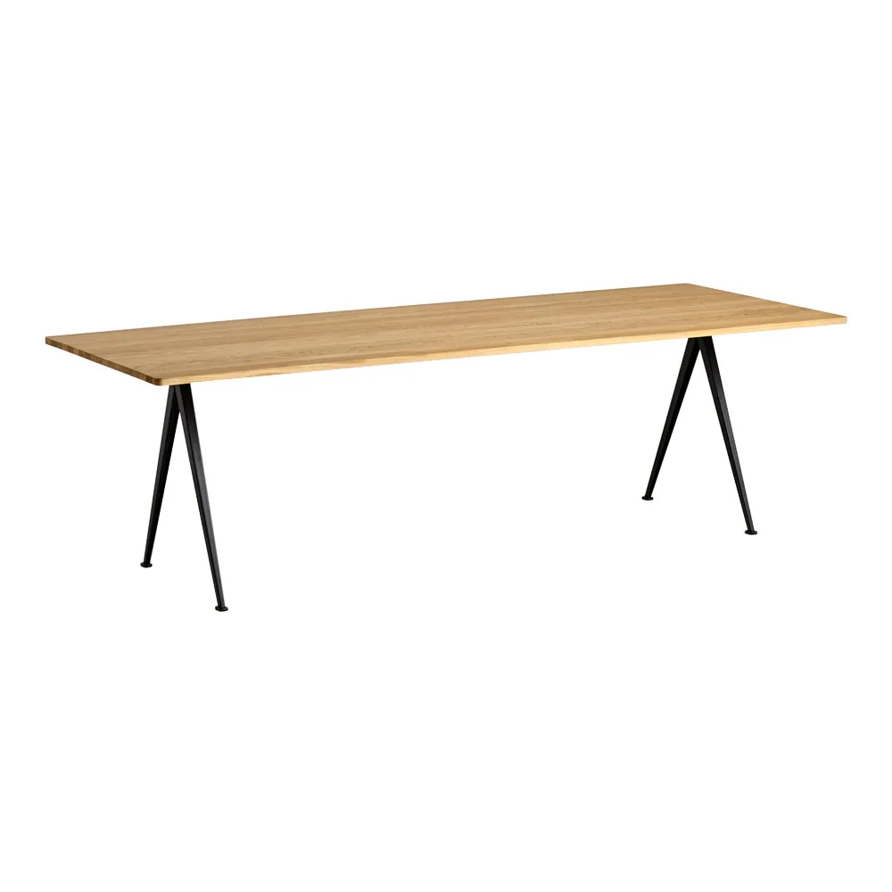 HAY - Pyramid Table 02 250x85 cm Svart/Klarlackad Ek - Matbord - Friso Kramer,Wim Rietveld - Träfärgad - Metall/Trä