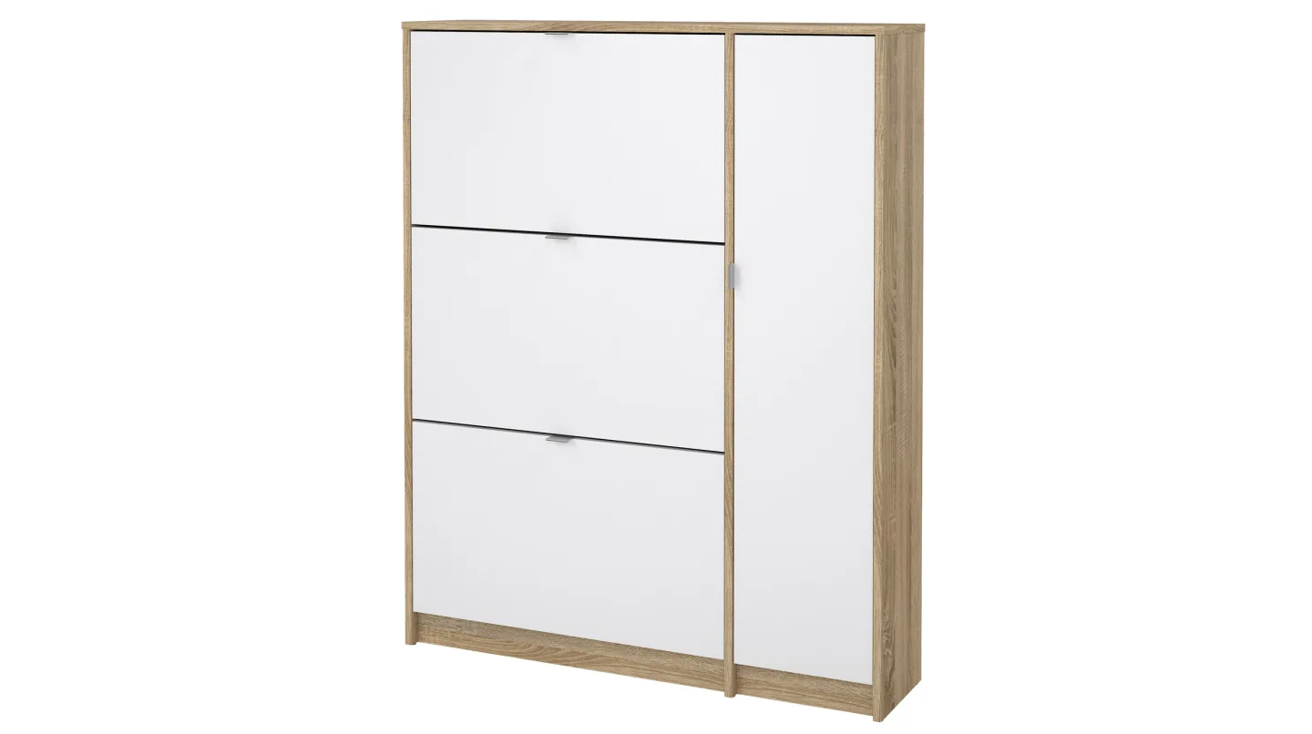 Schuhschrank weiß hochglanz - Eiche 99 x 124 cm - SHOES