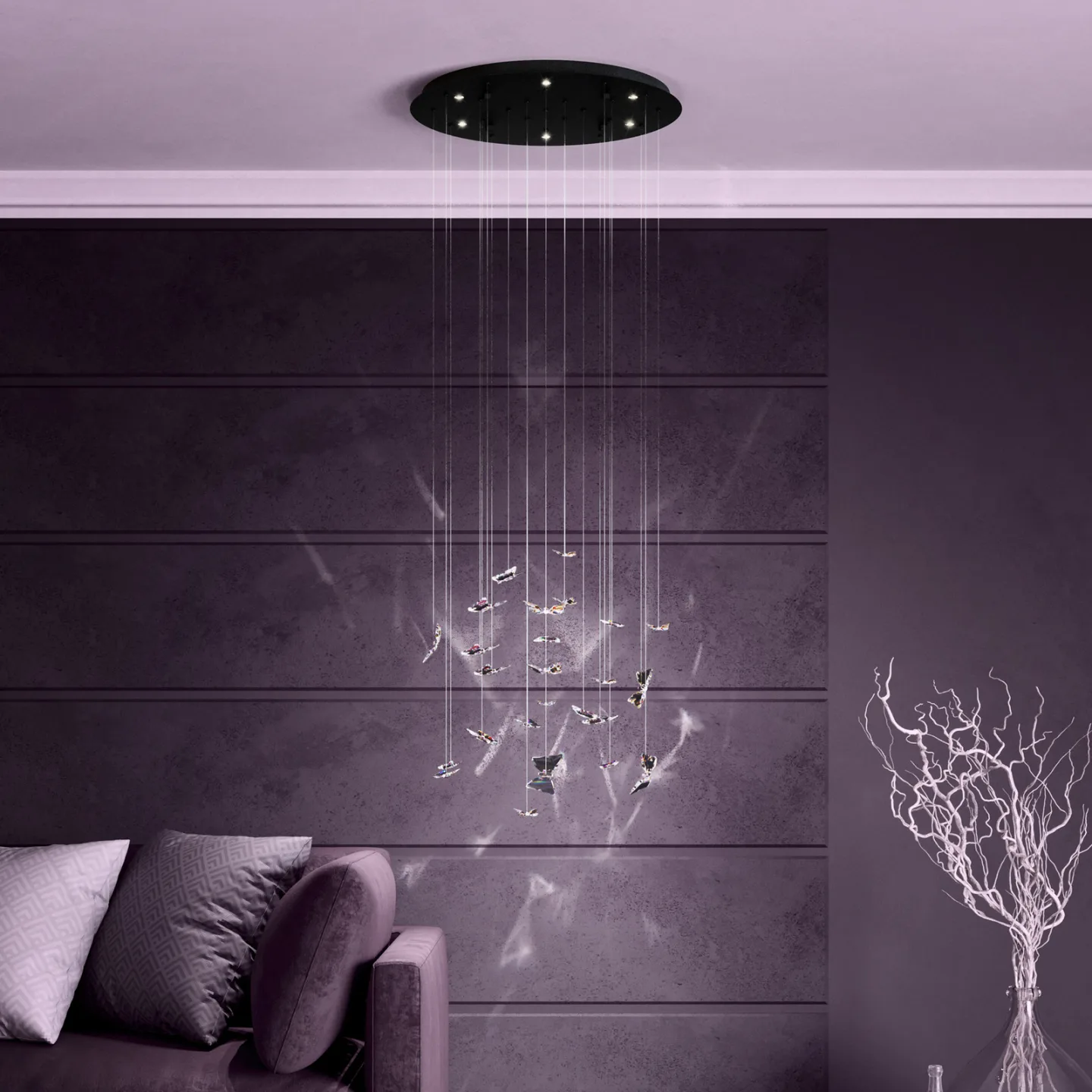 Adrados LED-Hängelampe, rund, 6-fl. - EGLO Stars Of Light - Esszimmer - Design - Metall - Mehrflammig