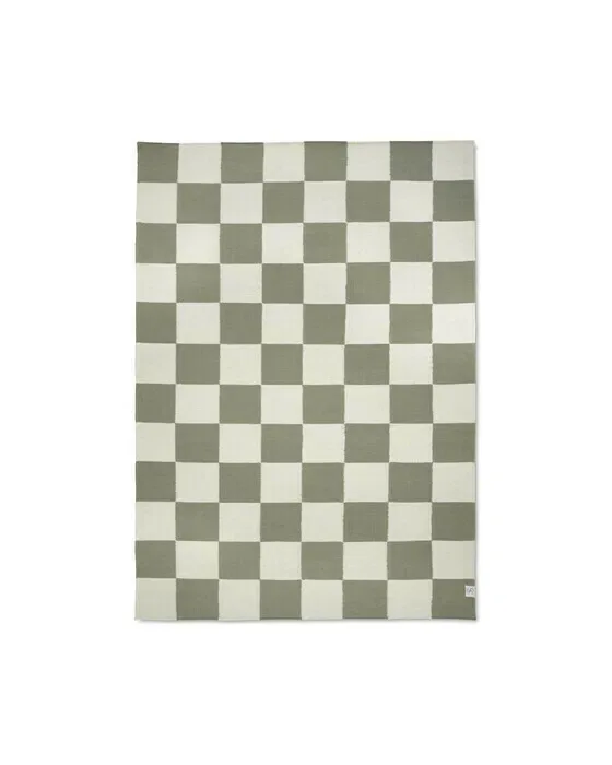 Square tæppe hvid/grøn