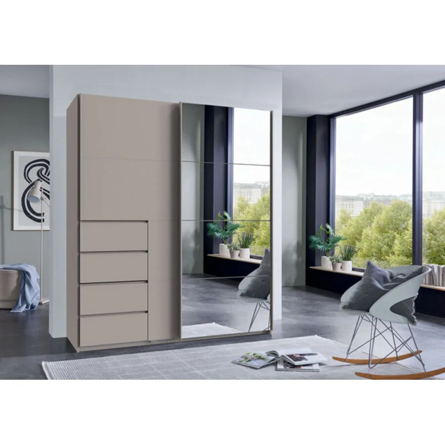 Kleiderschrank Cathy KASCHMIR, ABS. SPIEGEL GRIFFE KASCHMIR Mischholz B 180 cm