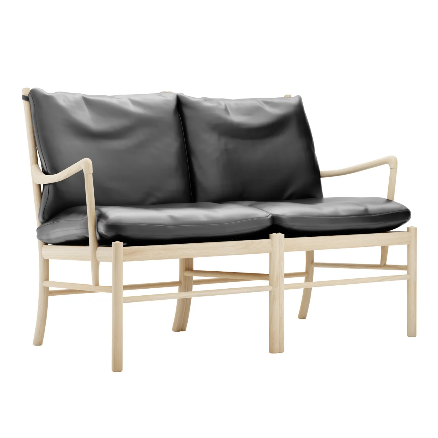 Carl Hansen - OW149-2 - Colonial Sofa, Tvålad Ek, Lädergrupp B Thor - 301 - Soffor - Ole Wanscher - Svart