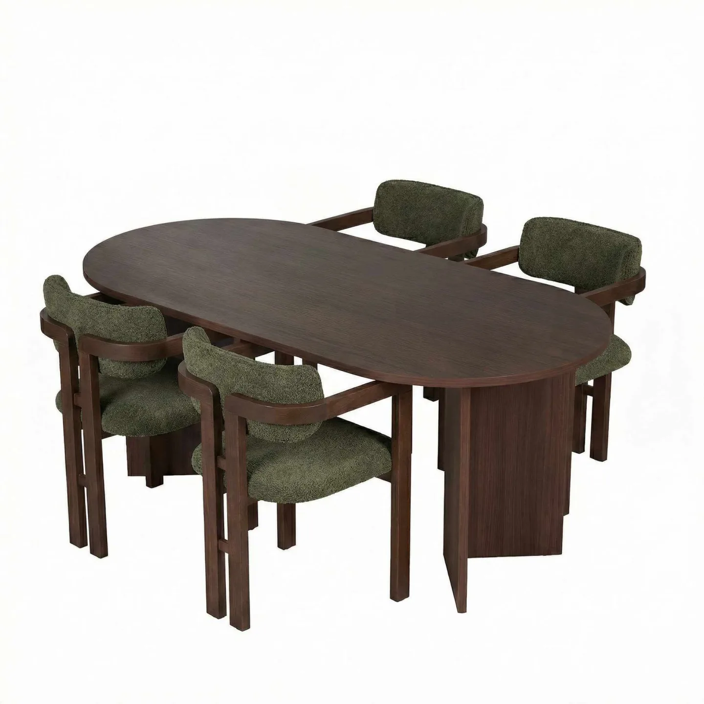 Dano Matbord- och stolset 180x75x90 cm 5 delar - Milano Walnut, Dark Walnut, Green
