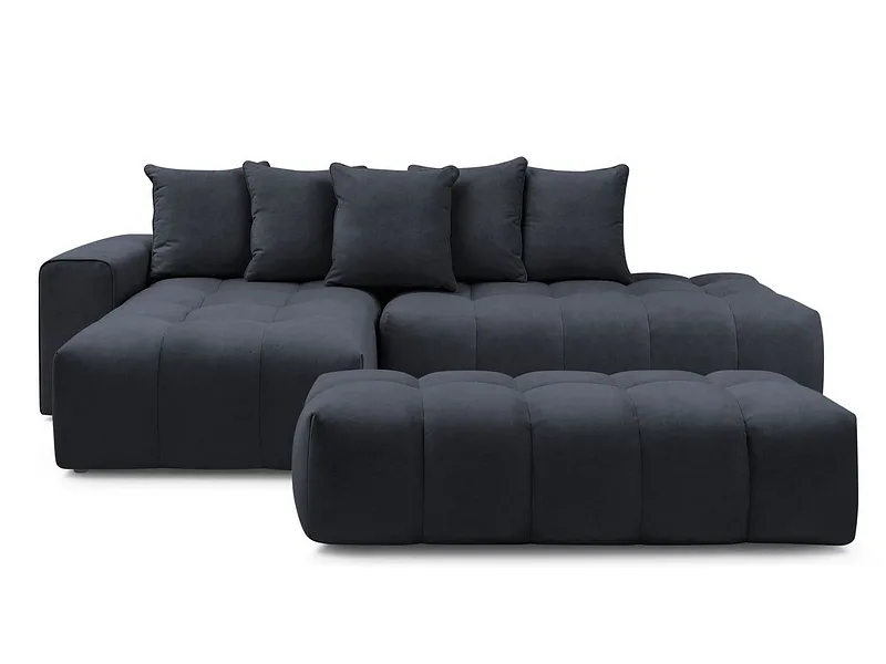 Ecksofa mit Hocker BOBOCHIC MONT-BLANC Samt dunkelblau