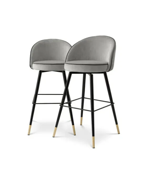 Cooper barstol roche light grey velvet 2-sæt
