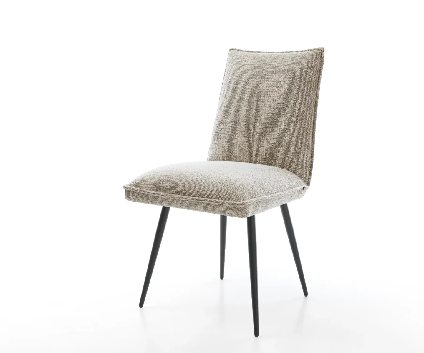 Esszimmerstuhl Lelio-Flex Webstoff Soft Beige 4-Fuß konisch Schwarz Taschenfederkern