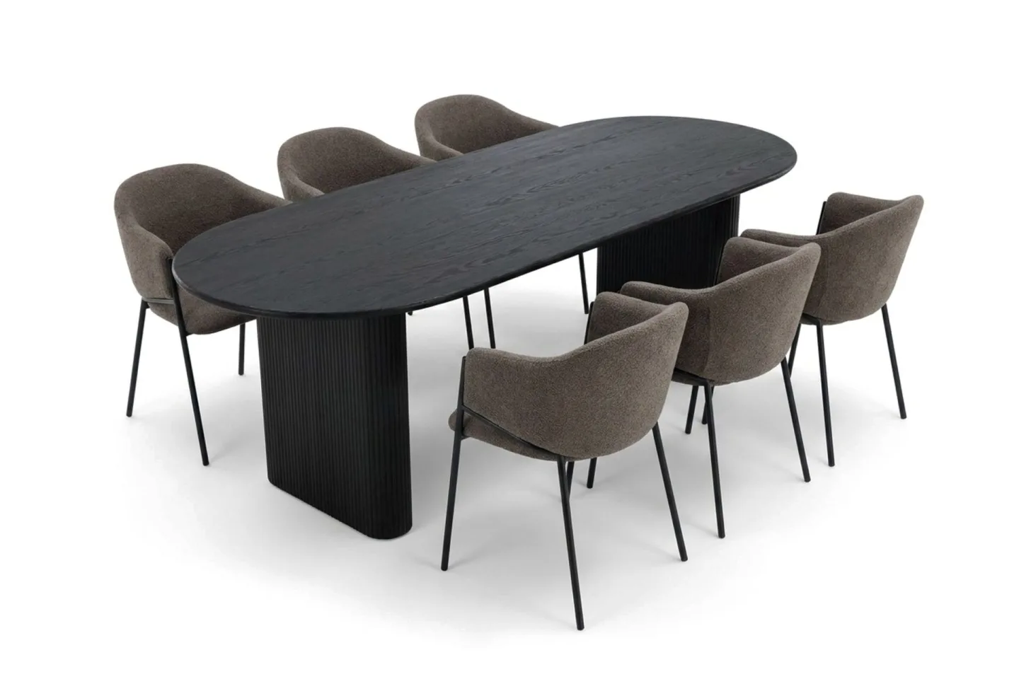 Noira Matgrupp oval 220 cm med 6 Filip Matstolar - Svartlaserad ek