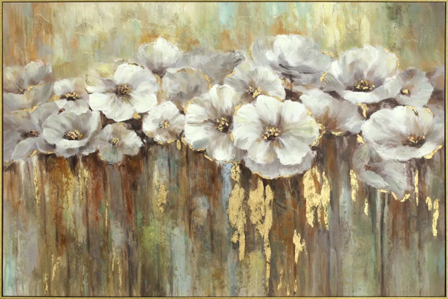 image LAND Bild Weisser Mohn mit Gold Mehrfarbig | Schubiger Möbel