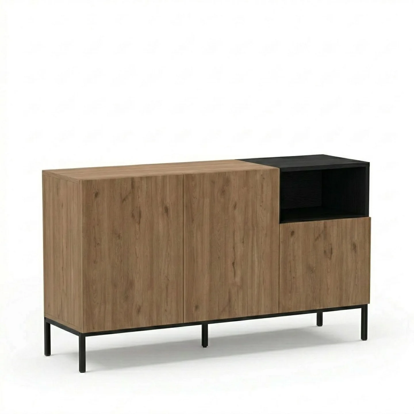 Morlen Konsol 140x80x41,8 cm - Natural Oak, Wood Black, Sandstone